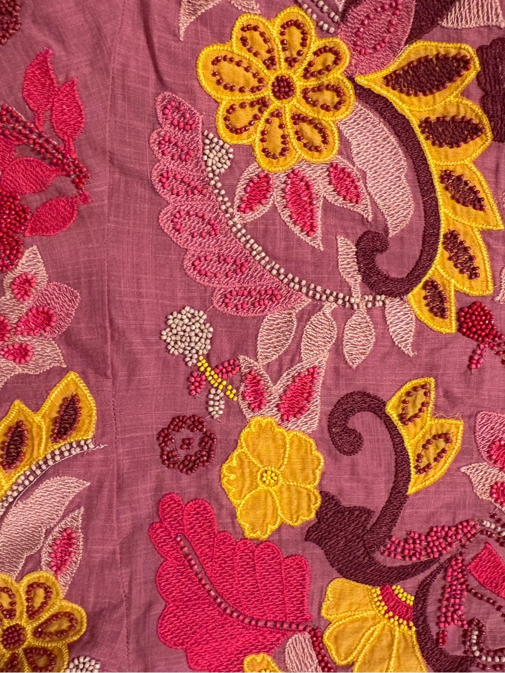 Anthropologie Maeve Pink Floral Embroidered Beaded Cutout Mini Dress Womens 10 - Picture 11 of 16